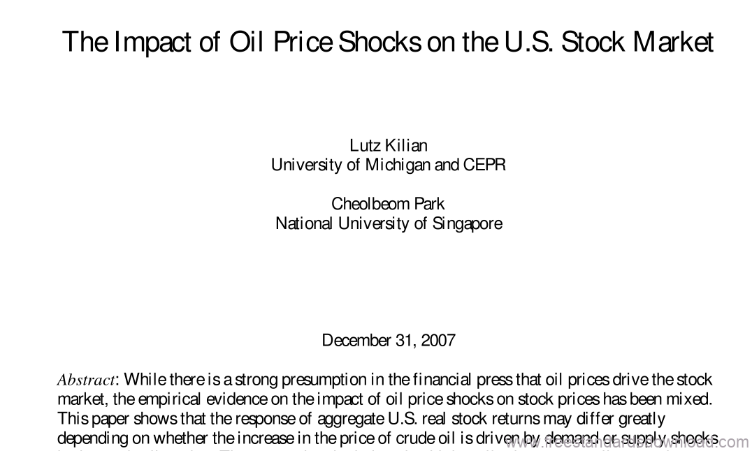 THE IMPACT OF OIL PRICE SHOCKS ON THE U.S. STOCK MARKET pdf download ...