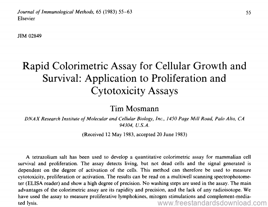 Rapid Colorimetric Assay For Cellular Growth And Survival Application ...